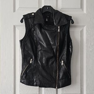 Aqua Black Leather Vest